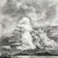 “Stacked clouds, Strangford Lough” Charcoal on paper, 61cm x 86cm 
