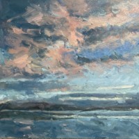 “Underlit evening sky, Strangford Lough” Oil on linen board 40cm x 40cm 